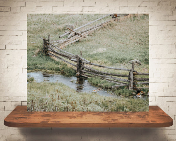Mountain Fence and Stream Photograph