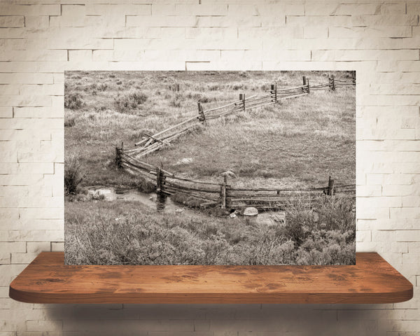 Mountain Fence and Stream Photograph