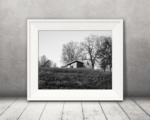 Fall Barn Photograph Black White