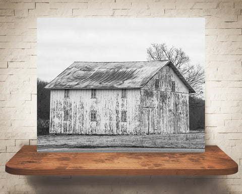 White Barn Photograph Black White