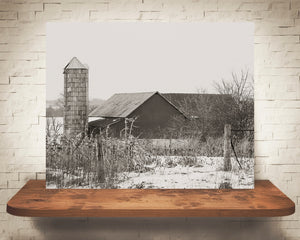 Winter Barn Photograph Sepia