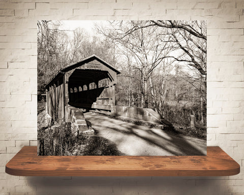 Covered Bridge Photograph Sepia