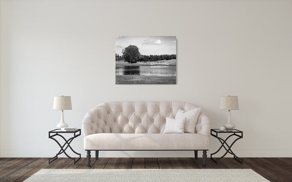 Lake Bridge Photograph Black White