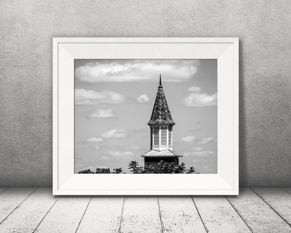 Church Steeple Photograph Black White