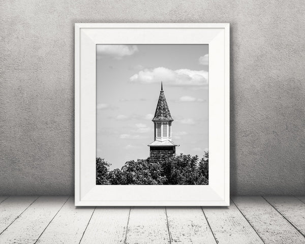 Church Steeple Photograph Black White