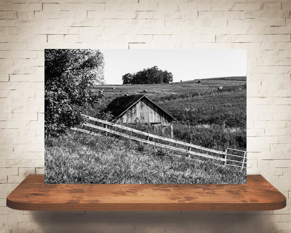 Country Road Barn Photograph Black White