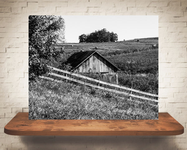 Country Road Barn Photograph Black White