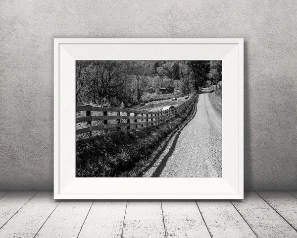 Country Road Photograph Black White