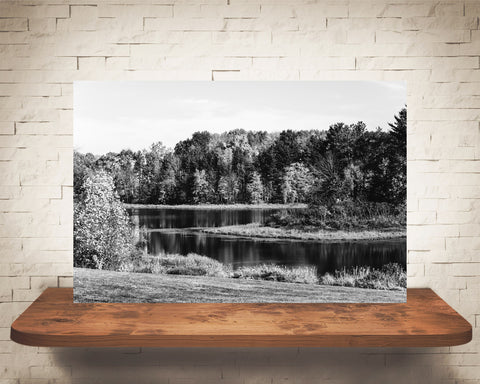 Fall Lake Photograph Black White