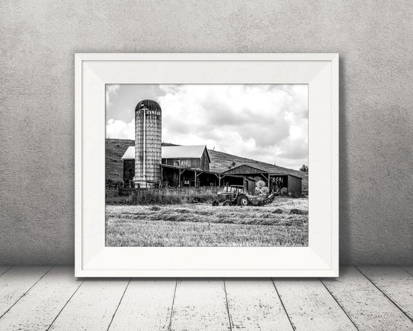 Red Barn Farm Photograph Black White
