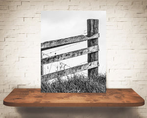 Wood Fence Photograph Black White