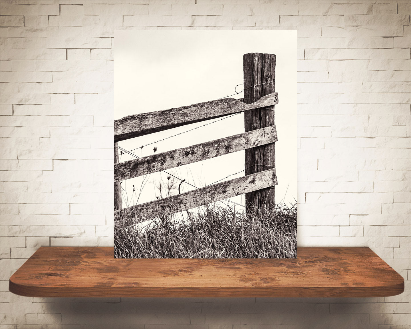 Wood Fence Photograph Sepia