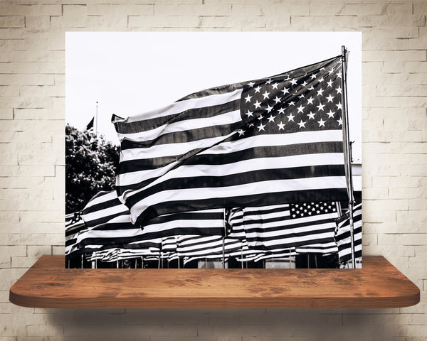 American Flag Photograph Black White