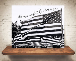 American Flag Quote Photograph Black White