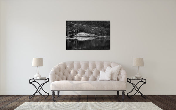 Fall Lake Photograph Black White