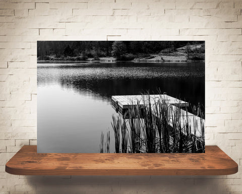 Lake Dock Photograph Black White