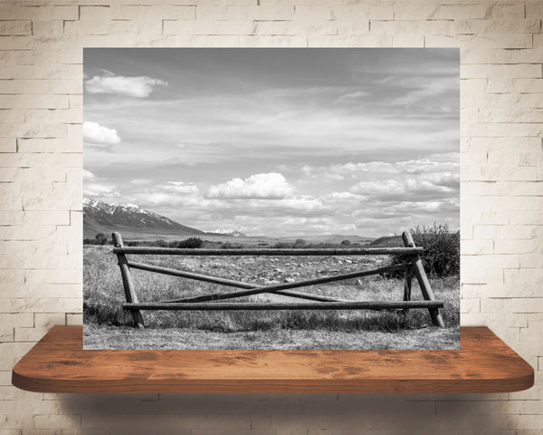 Mountain Fence Photograph Black White