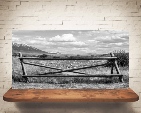 Mountain Fence Photograph Black White