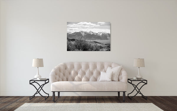 Sagebrush and Mountain Photograph Black White