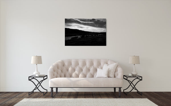Mountain Sunset Photograph Black White