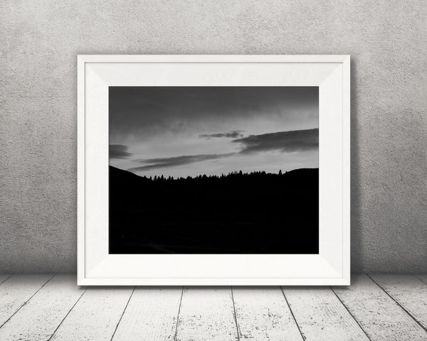 Mountain Sunset Photograph Black White