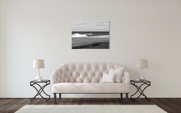 Ocean Wave Photograph Black White