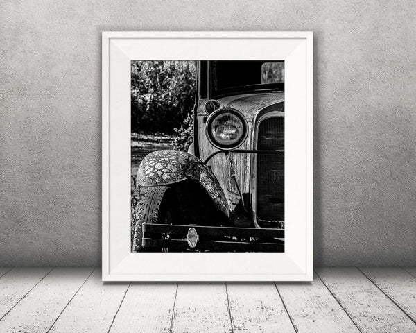 Antique Car Photograph Black White