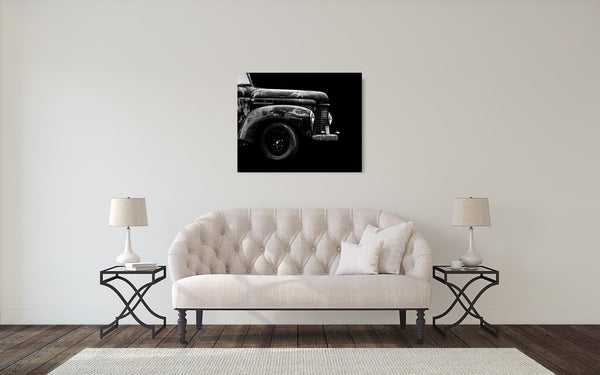 Vintage Truck Photograph Black White
