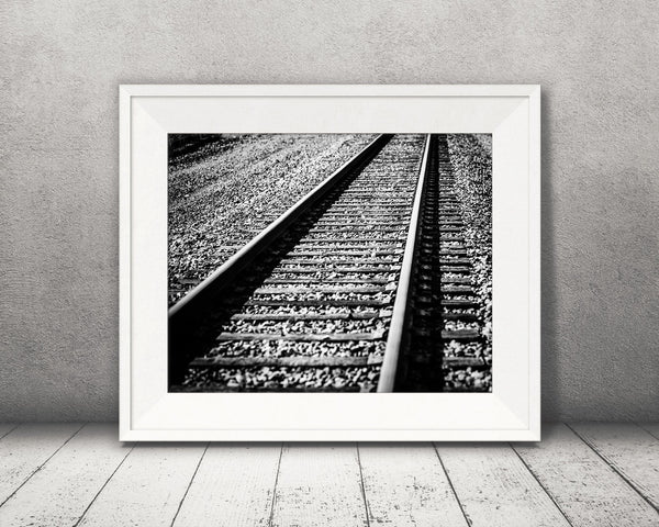 Railroad Photograph Black White