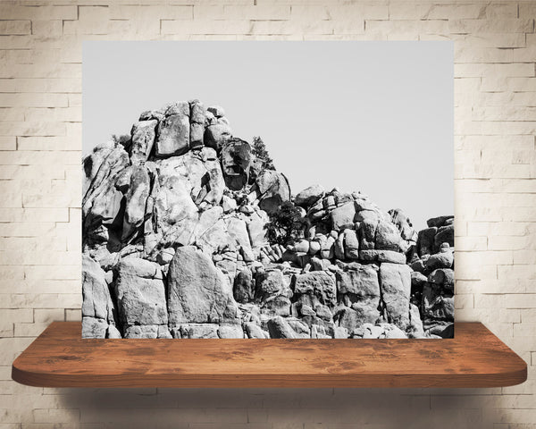 Desert Rock Landscape Photograph Black White