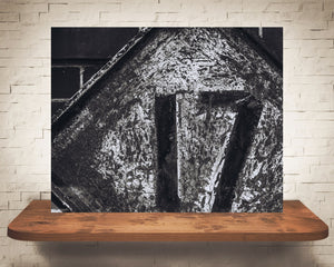 Rusty Number 17 Sign Photograph Black White