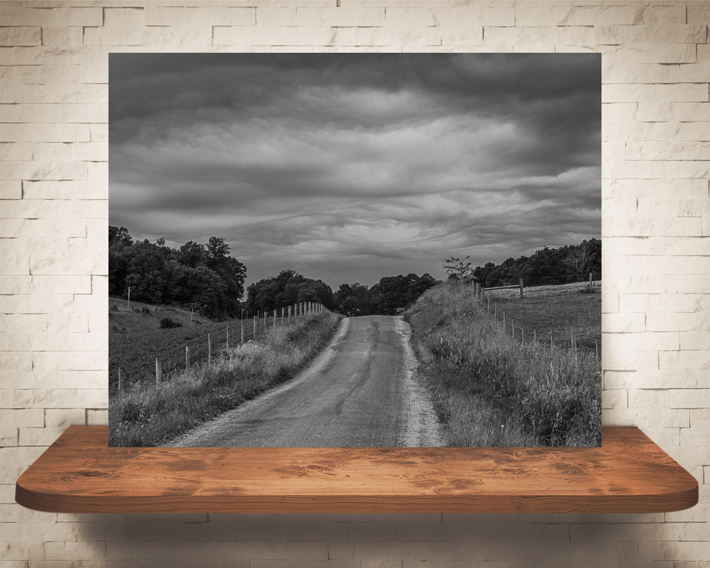 Country Road Storm Photograph Black White