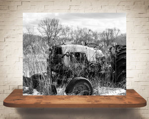 Tractor Photograph Black White