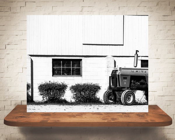 Barn Tractor Photograph Black White