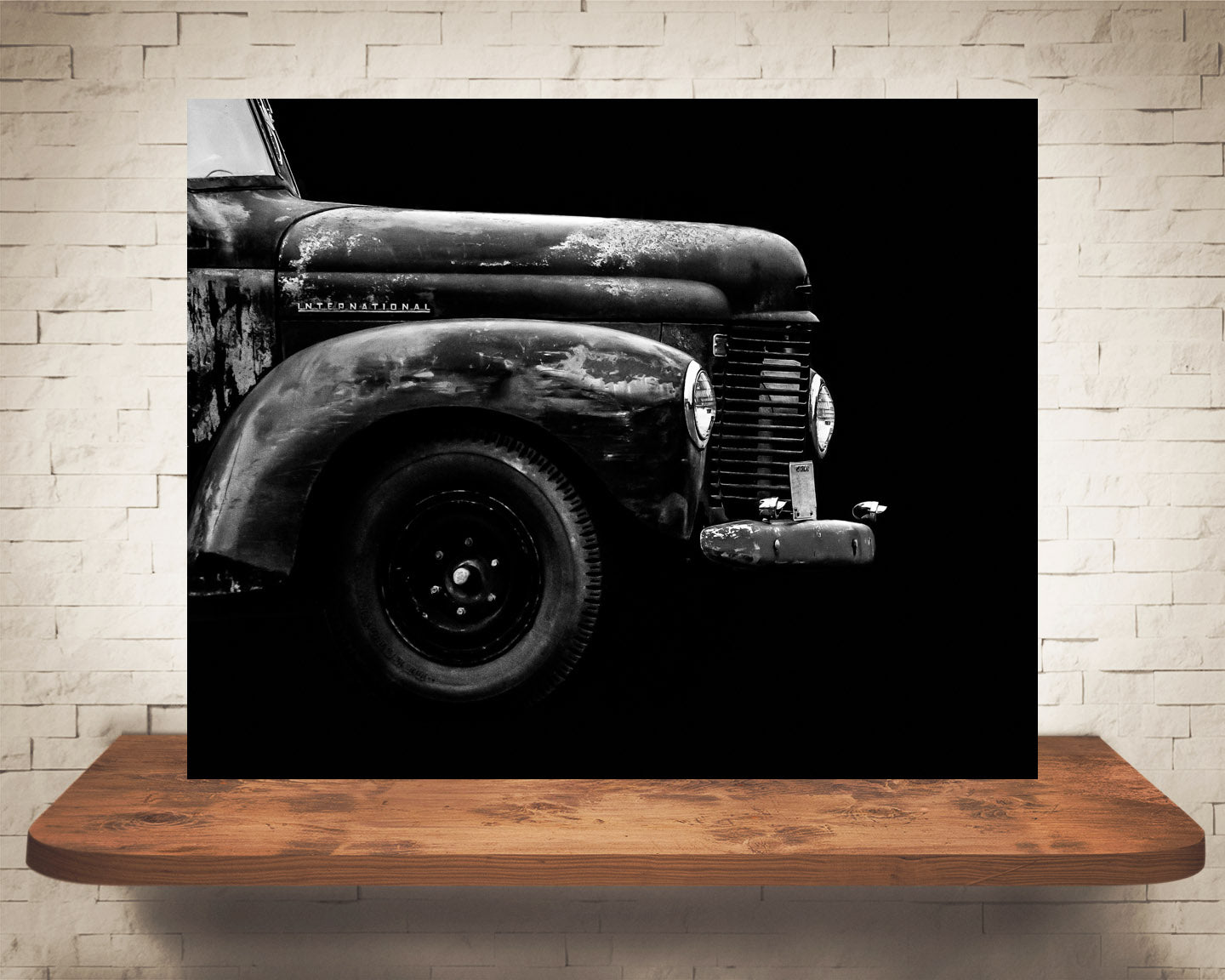 Vintage Truck Photograph Black White