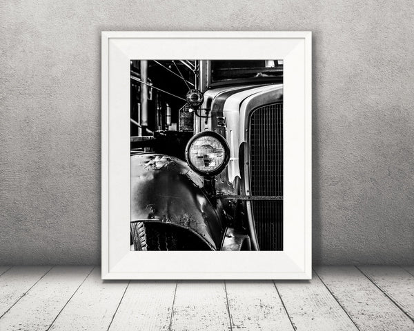 Antique Truck Photograph Black White
