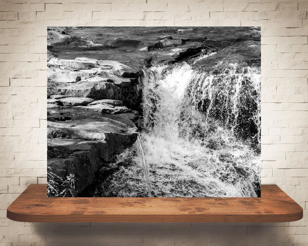 Creek Waterfall Photograph Black White
