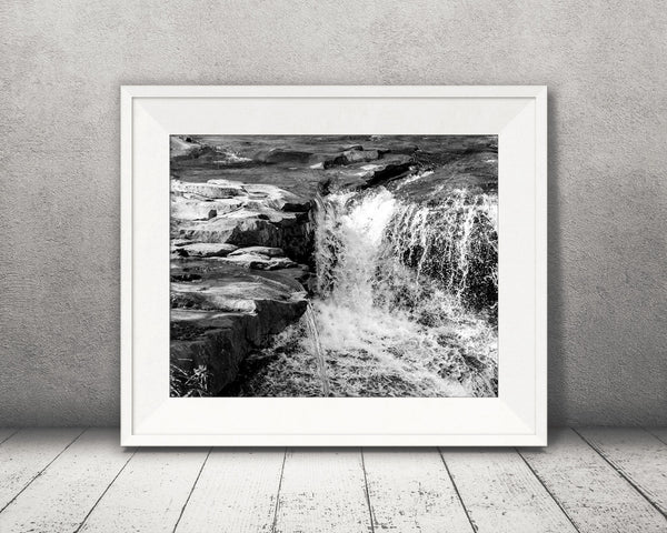 Creek Waterfall Photograph Black White