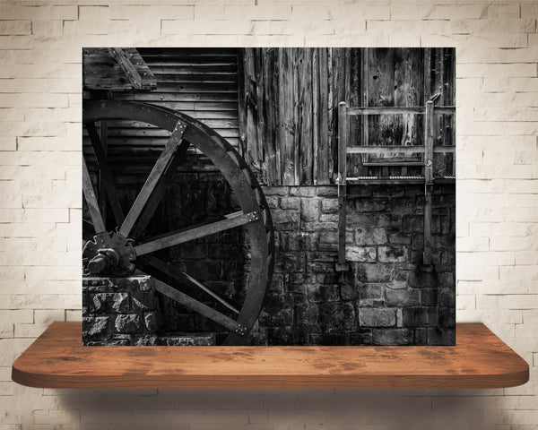 Mill Wheel Photograph Black White