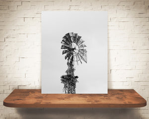 Windmill Photograph Black White
