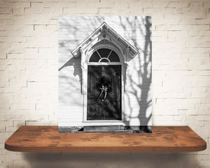 Christmas Church Door Photograph Black White