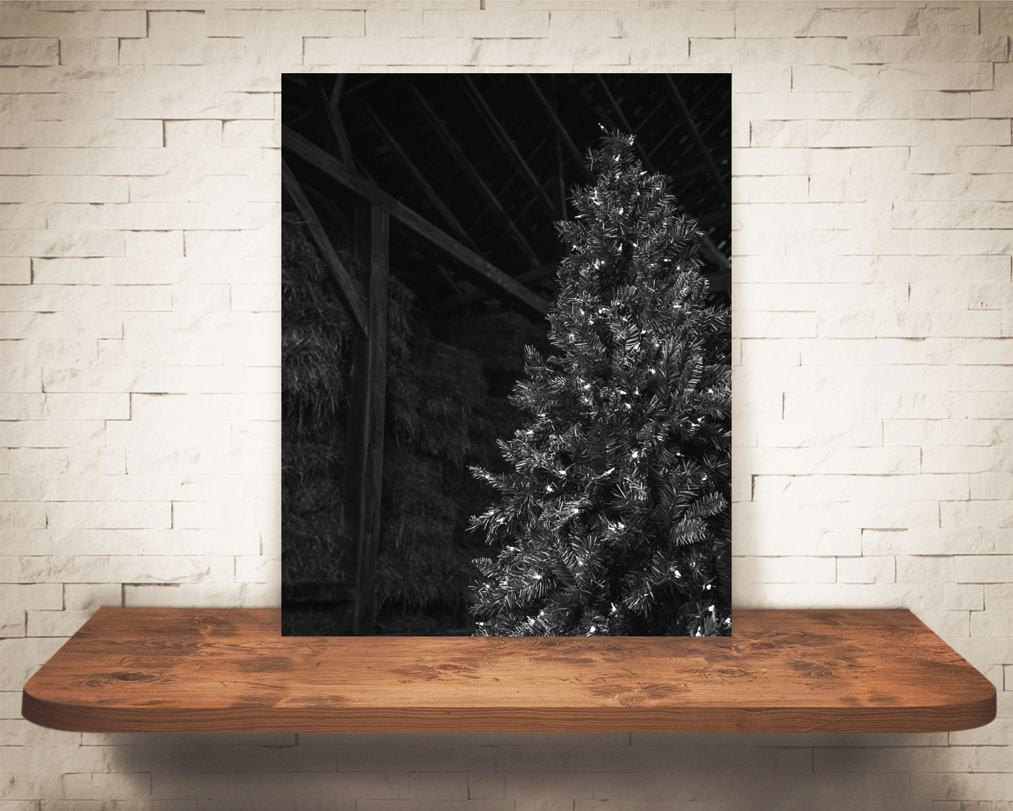 Christmas Tree Barn Photograph Black White