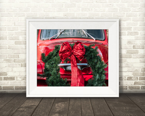 Old Red Truck Christmas Photograph