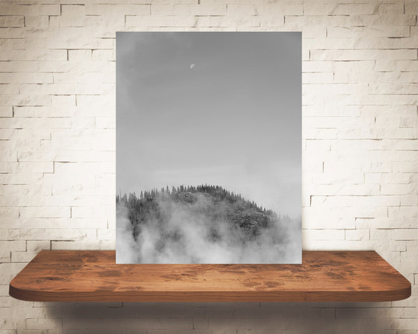 Yellowstone Moon Photograph Black White