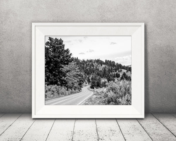 Yellowstone Road Photograph Black White