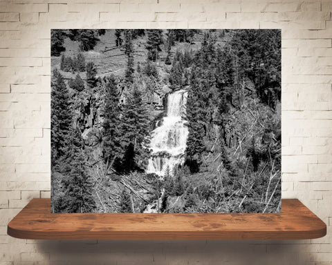 Yellowstone Waterfall Photograph Black White
