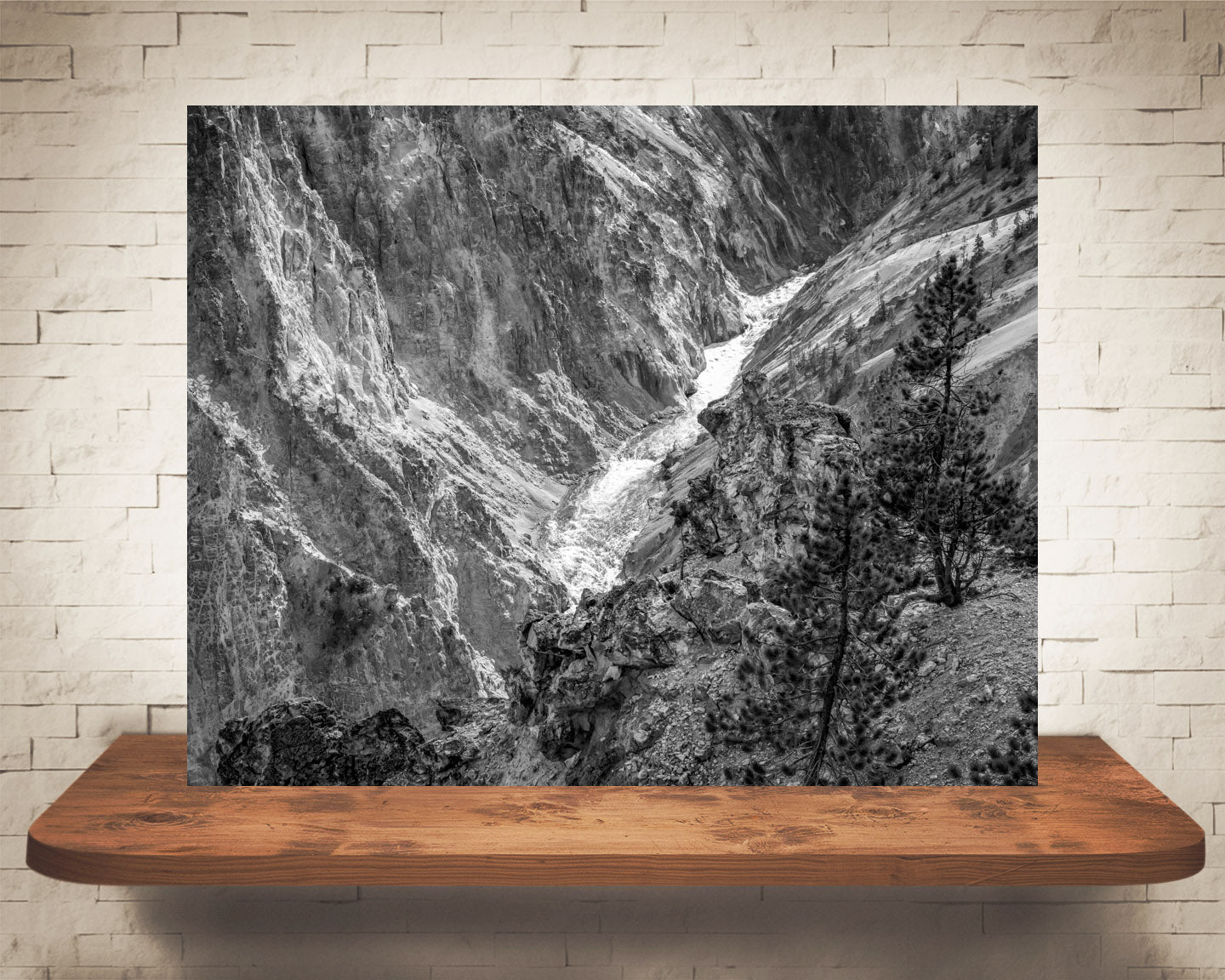 Yellowstone Canyon River Photograph Black White