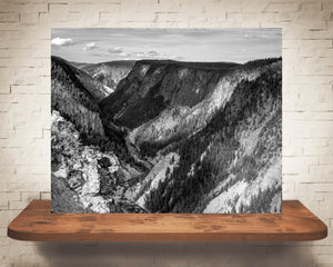 Yellowstone Canyon River Photograph Black White